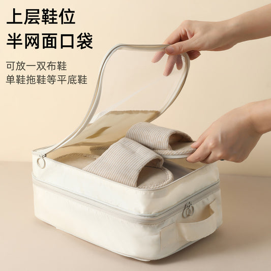 Manufacturer Wholesale Twill Oxford Cloth Shoe Bag Travel Storage Three-Compartment Shoe Bag Storage Bag Travel Shoe Bag - image 2