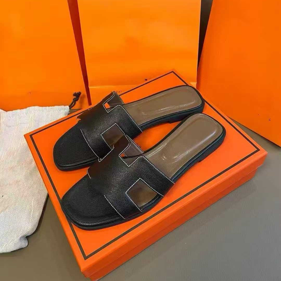 H-shaped women's summer outdoor slippers 2025 new versatile trendy genuine leather flat sandals for travel - image 5
