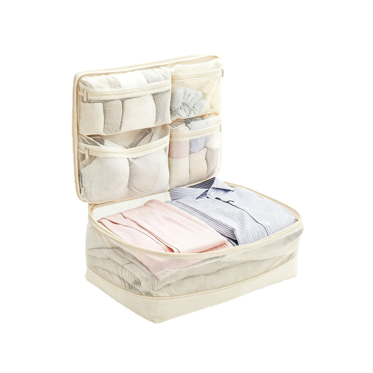 Cross-border travel storage bag, portable luggage organizer, five-in-one organizer, foldable and hangable clothing and underwear storage bag - image 5