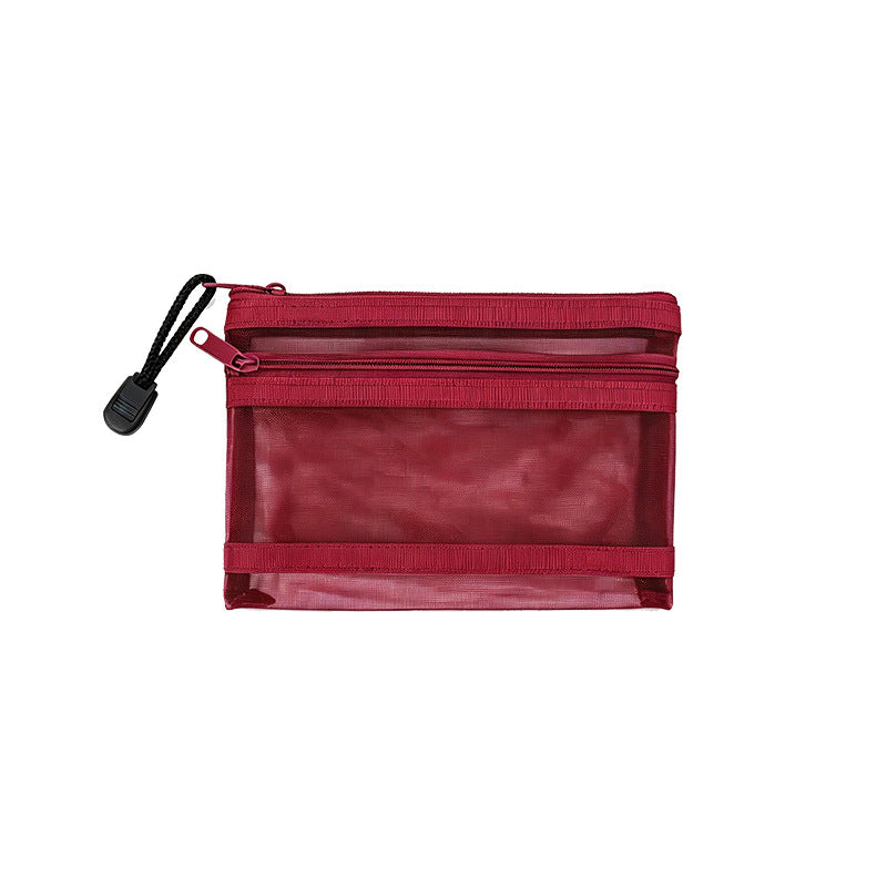 Double-layer vintage mesh storage bag, portable driver's license storage bag, passport zipper bag, transparent bank card holder - image 5
