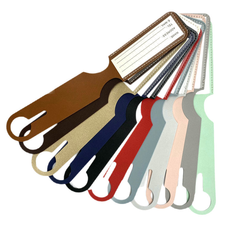 PU leather long hanging luggage tag anti-lost boarding pass printed name tag identification suitcase tag - image 5