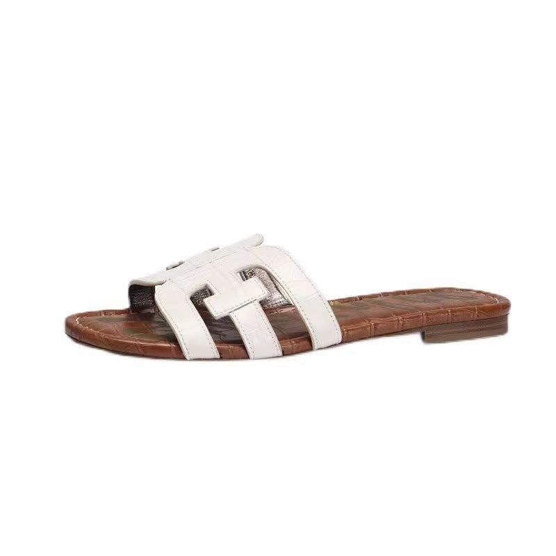In-Stock Instant Delivery Sam New Flat H-Shaped Slippers, Slimming Outdoor Beach Sandals for Women, Summer Outdoor Travel Vacation Slide Sandals - image 5