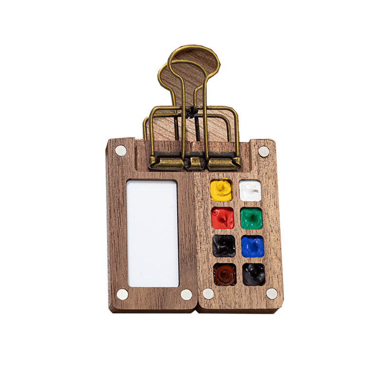 Mini Watercolor Pigment Walnut Box Portable Hand Ledger Book Sketchup Travel Painting Book Color Tone Small Sketchpad - image 5