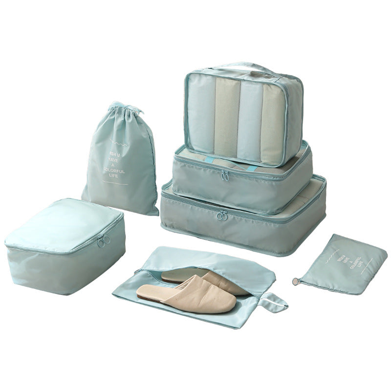 Travel Storage Bag Seven-Piece Suit for Business Travel Wash Cosmetics Sub-Pack Storage Bag Clothes Shoes Luggage Travel Bag - image 5