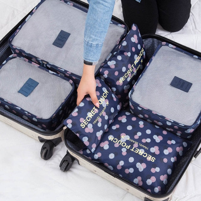 6pcs/set Baggage Travel Organizer Bag Waterproof Project Packing Organizer Travel Bags Clothes Arrange Travel Accessories Bags