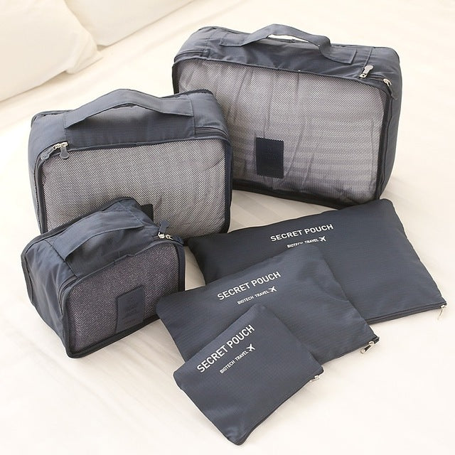 6PCS Men and Women Travel Bag Clothes Underwear Bra Packing Cube Luggage Organizer Pouch Family Closet Divider Organiser Bags