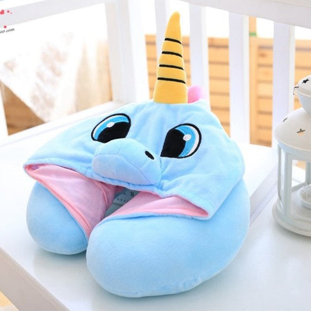 U Shape Travel Pillow Cartoon Neck Pillow Hooded Neck Pillow Cushion Office Airplane For Sleep Outdoor Travel Pillow