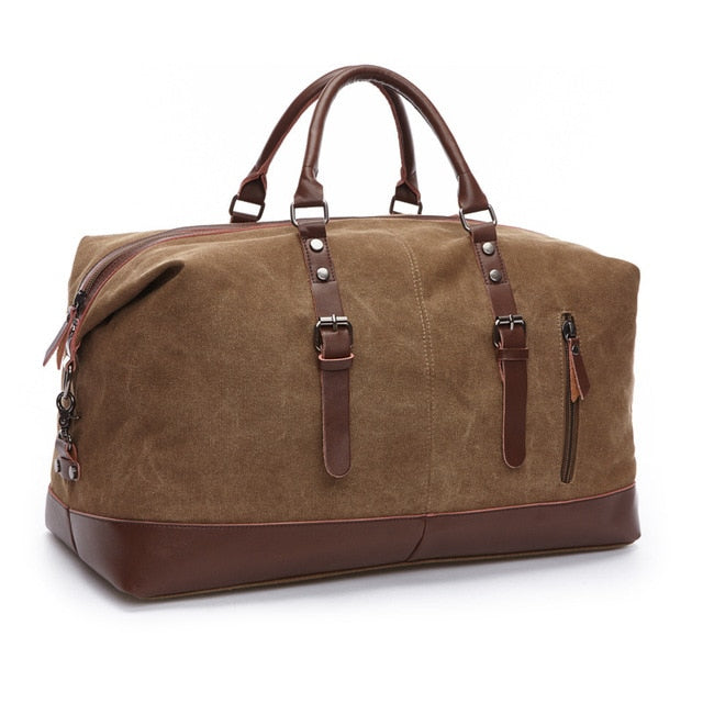 MARKROYAL Canvas Leather Men Travel Bags Carry on Luggage Bags Men Duffel Bags Handbag Travel Tote Large Weekend Bag Overnight