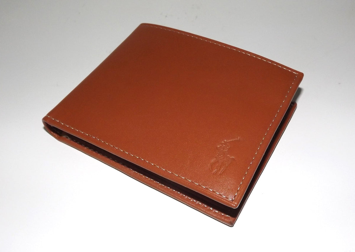 Polo Ralph Lauren Men's Leather Bifold Passcase Wallet Brown