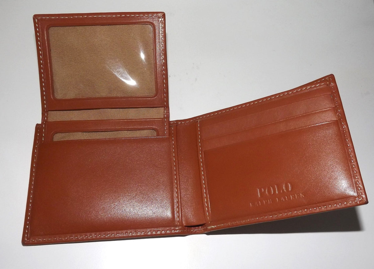 Polo Ralph Lauren Men's Leather Bifold Passcase Wallet Brown