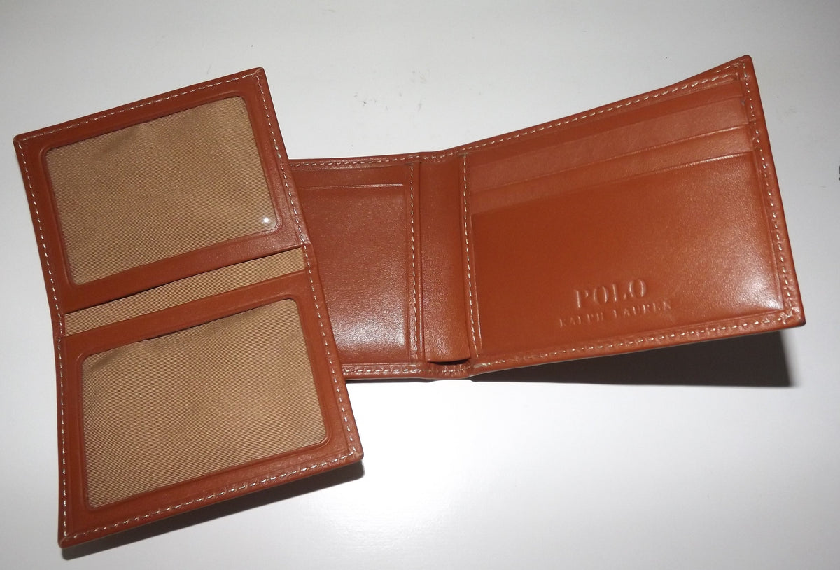 Polo Ralph Lauren Men's Leather Bifold Passcase Wallet Brown
