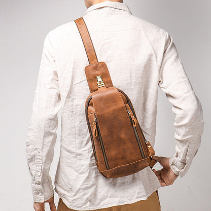 Crazy Horse Leather Travel Crossbody Bag