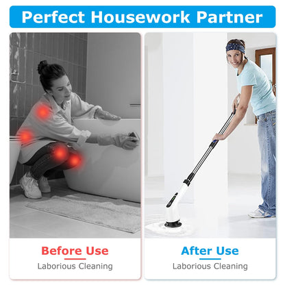 Cordless Electric Spin Scrubber with 8 Brush Heads | Rechargeable Bathroom & Floor Cleaning Brush