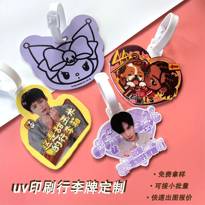 Printed Celebrity Pvc Soft Rubber Luggage Tag Cartoon Boarding Pass Creative Luggage Tag Identification Tag Backpack Pendant - image 1