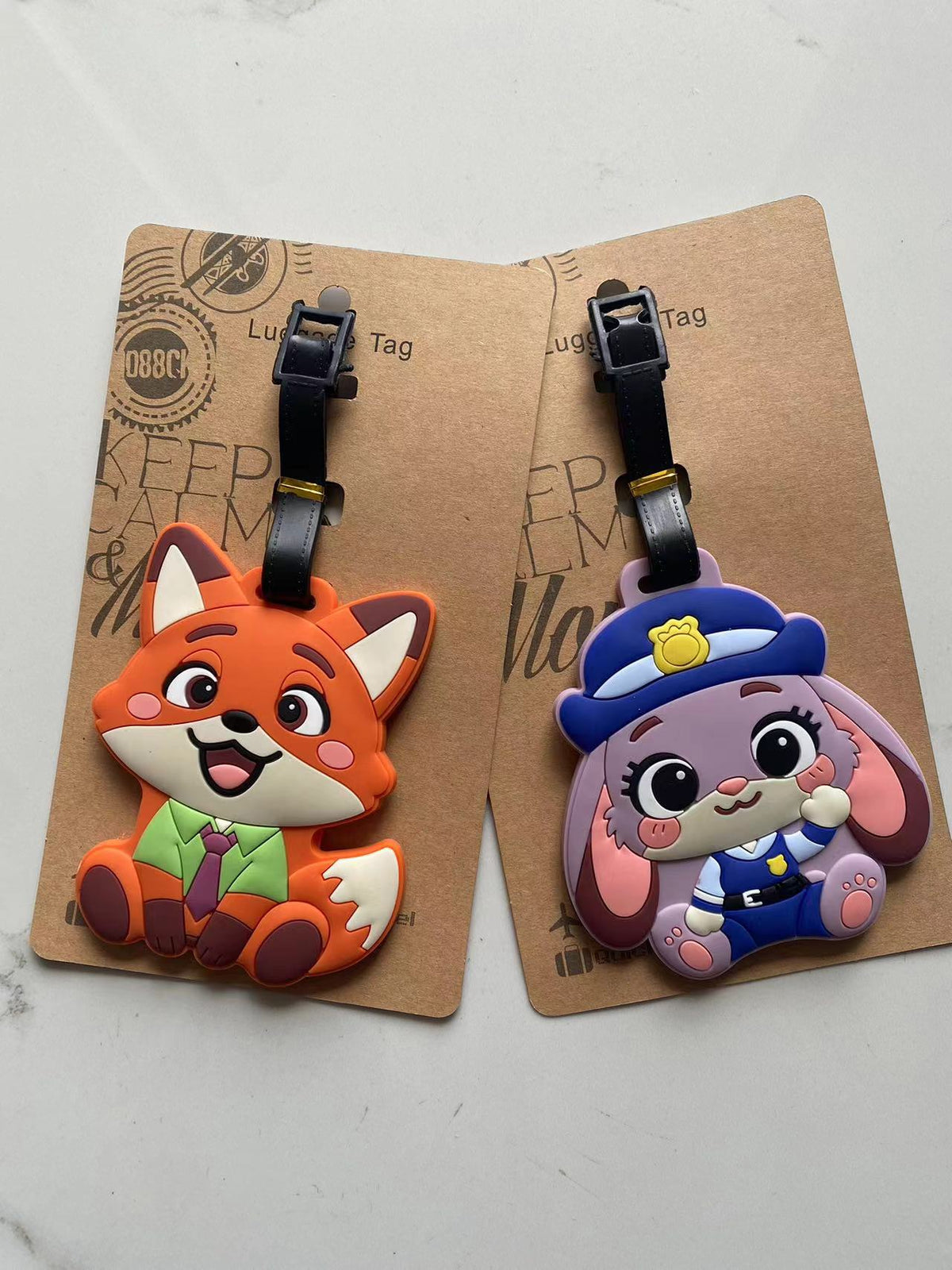Cute Fox and Rabbit Luggage Tags, Animal-Themed Travel Luggage Tags for Couples, Boarding Passes - image 1