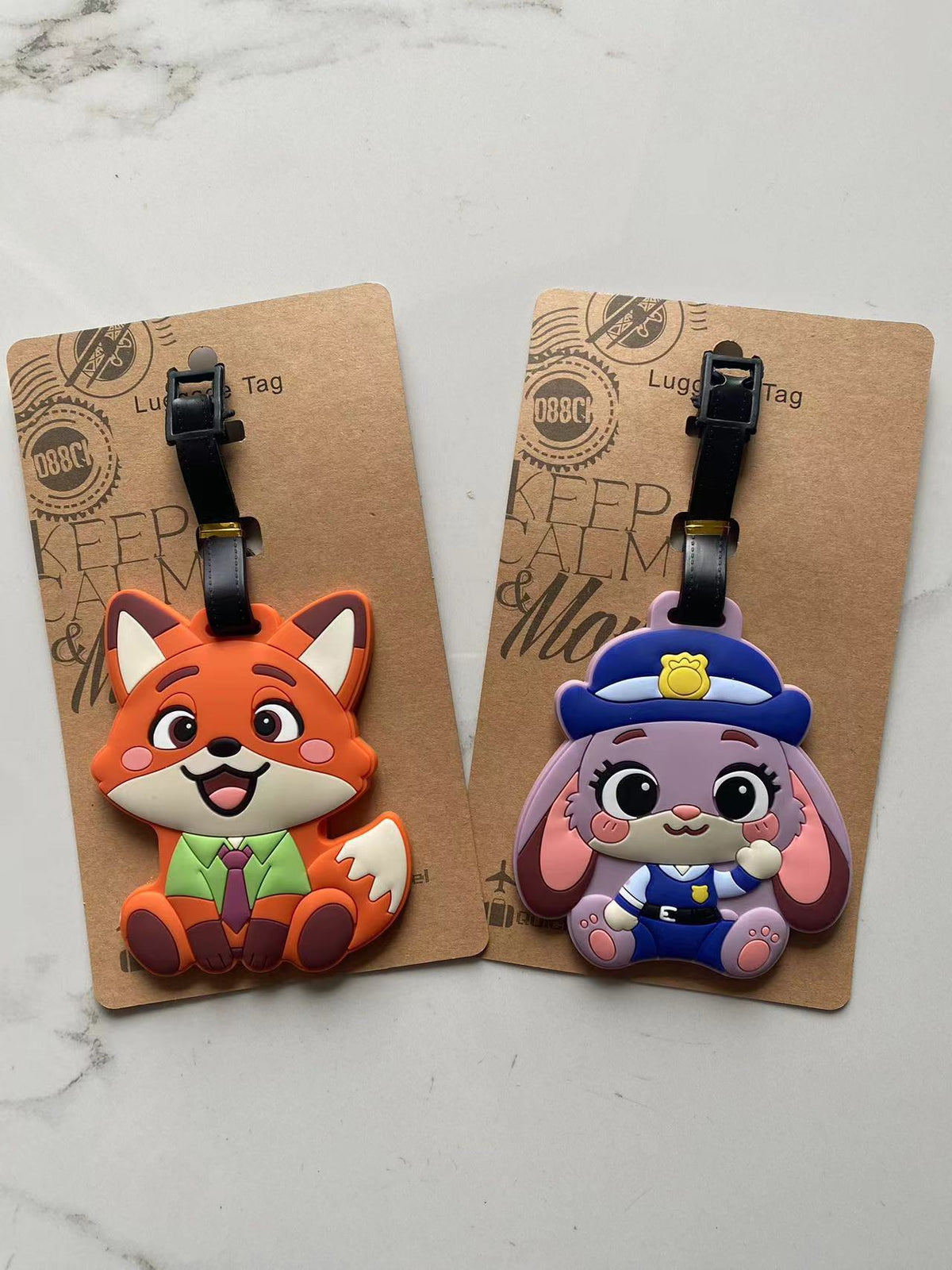 Cute Fox and Rabbit Luggage Tags, Animal-Themed Travel Luggage Tags for Couples, Boarding Passes - image 2