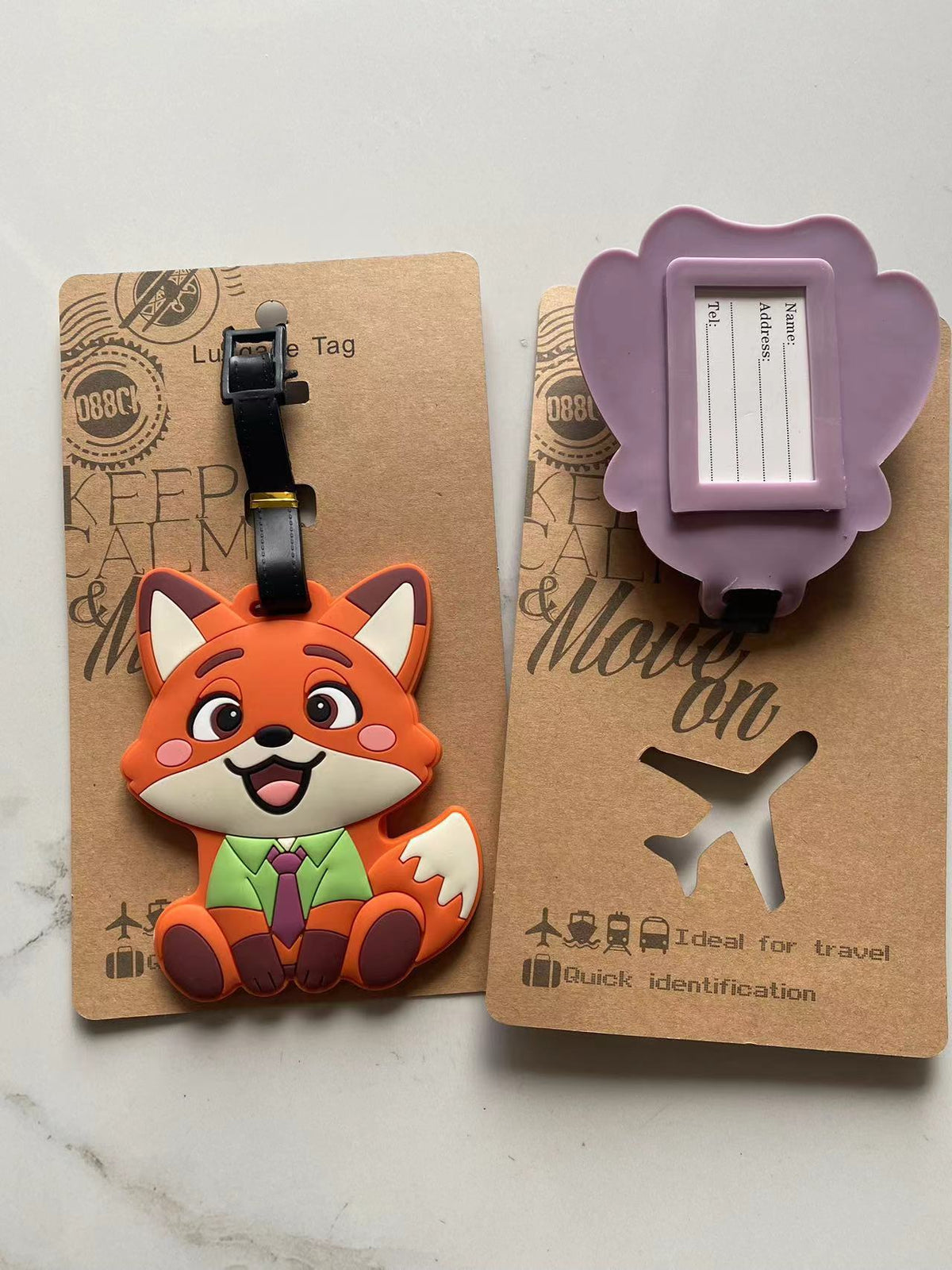 Cute Fox and Rabbit Luggage Tags, Animal-Themed Travel Luggage Tags for Couples, Boarding Passes - image 5