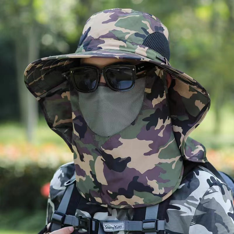 Sun Protection Face-Covering Fishing Hat Men's Camouflage Shawl Sun Hat Outdoor Breathable Travel Mountaineering Detachable Fisherman Hat - image 1
