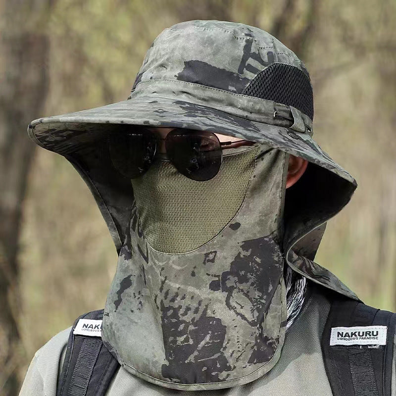Sun Protection Face-Covering Fishing Hat Men's Camouflage Shawl Sun Hat Outdoor Breathable Travel Mountaineering Detachable Fisherman Hat - image 2