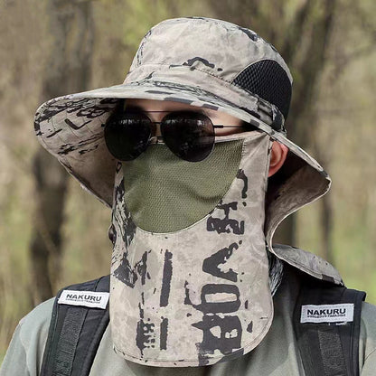 Sun Protection Face-Covering Fishing Hat Men's Camouflage Shawl Sun Hat Outdoor Breathable Travel Mountaineering Detachable Fisherman Hat - image 3