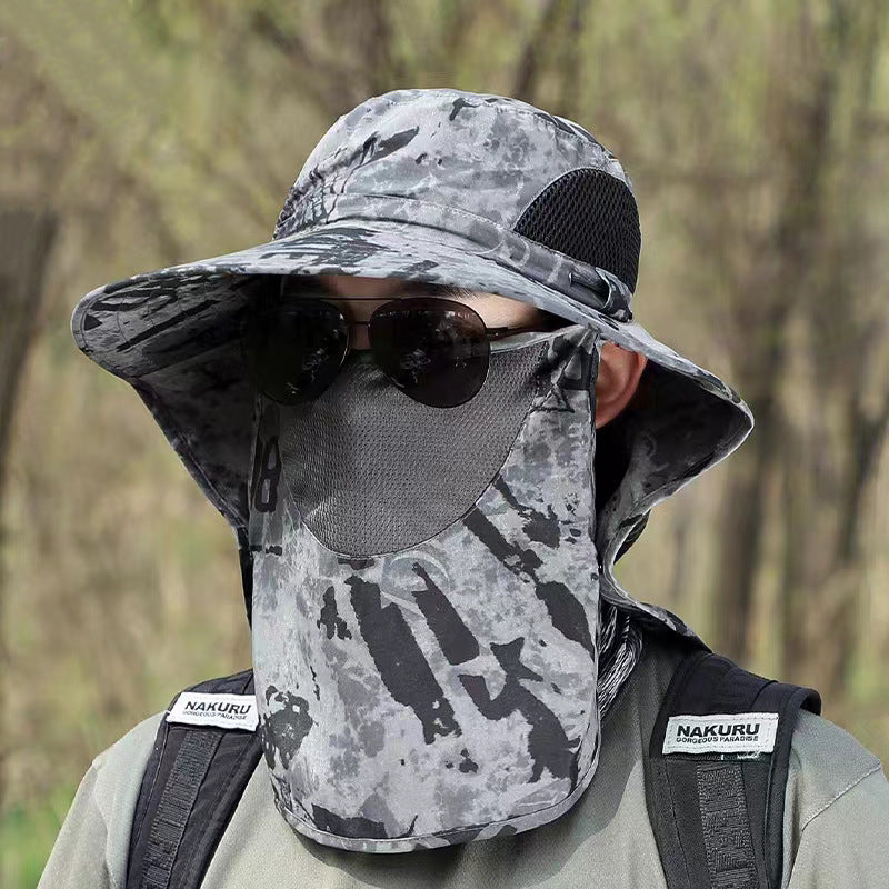 Sun Protection Face-Covering Fishing Hat Men's Camouflage Shawl Sun Hat Outdoor Breathable Travel Mountaineering Detachable Fisherman Hat - image 4