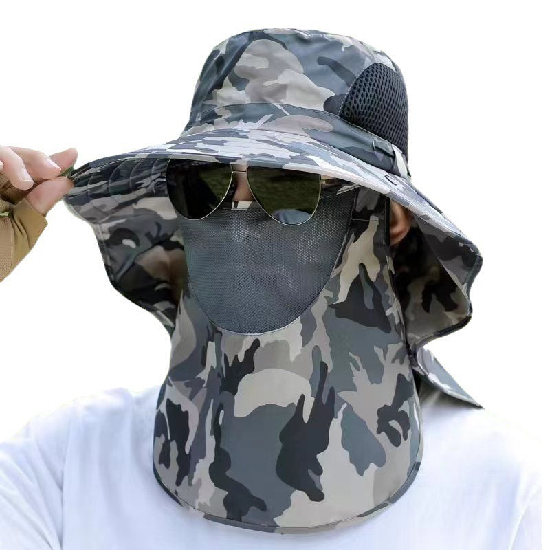 Sun Protection Face-Covering Fishing Hat Men's Camouflage Shawl Sun Hat Outdoor Breathable Travel Mountaineering Detachable Fisherman Hat - image 5