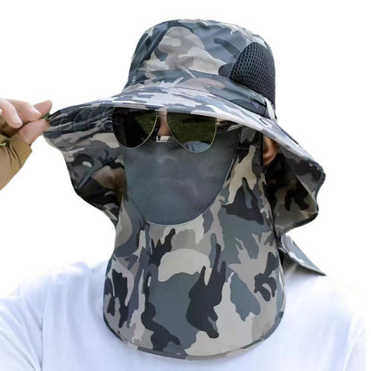 Sun Protection Face-Covering Fishing Hat Men's Camouflage Shawl Sun Hat Outdoor Breathable Travel Mountaineering Detachable Fisherman Hat - image 5