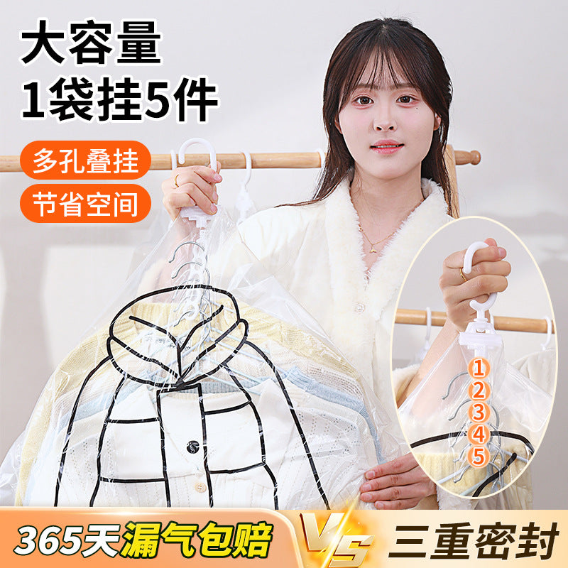 Factory Direct Sale Five-Hook Wardrobe Hook-Type Vacuum Compression Bag for down Jackets, Sweaters, Coats, Dust-Proof and Moisture-Proof - image 2