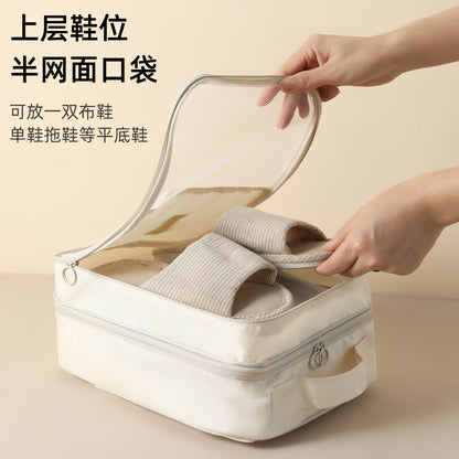 Manufacturer Wholesale Twill Oxford Cloth Shoe Bag Travel Storage Three-Compartment Shoe Bag Storage Bag Travel Shoe Bag - image 2