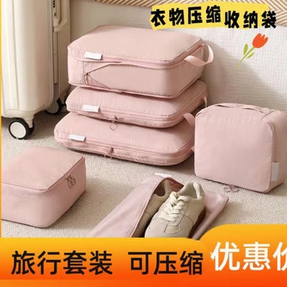 Memory Fabric Travel Compression Storage Bags Six-Piece Set for Business Trips, Travel Clothes, Pants, and Packing Organizer Bags - image 1