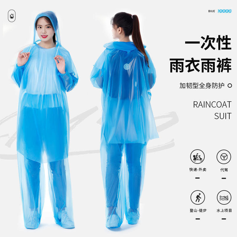Disposable Raincoat and Rain Pants Set, Thickened, Foot-Covering, Full-Body, Adult, Portable Travel Poncho - image 5