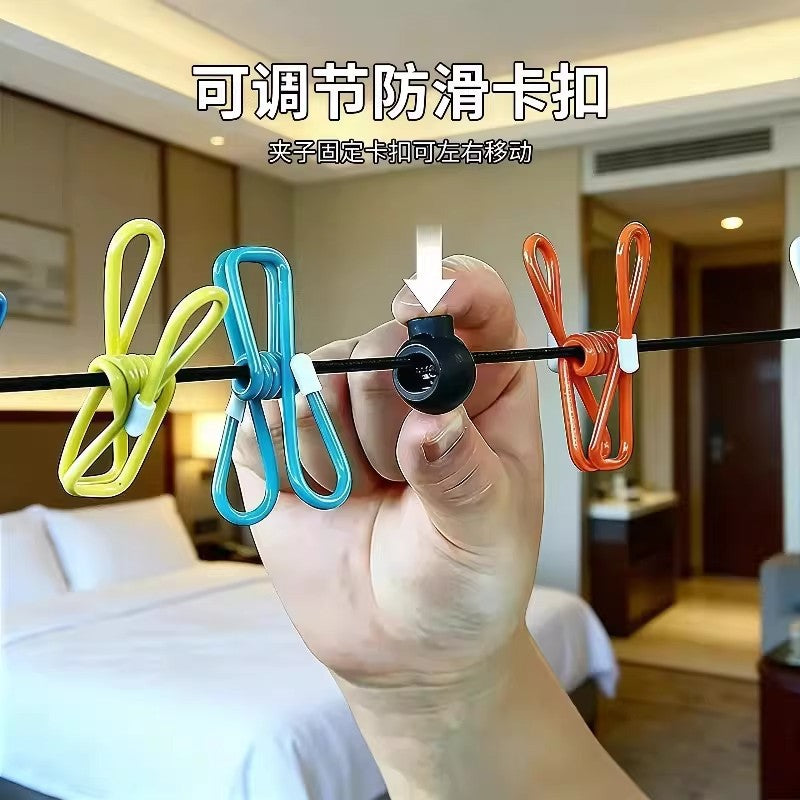 Travel Clothesline Gadget for Taking Kids on Trips, Retractable, for Business Trips, Travel, Hotel Use, No Need to Drill Holes, Portable for Drying Clothes, Und - image 2