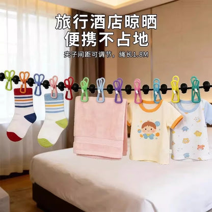 Travel Clothesline Gadget for Taking Kids on Trips, Retractable, for Business Trips, Travel, Hotel Use, No Need to Drill Holes, Portable for Drying Clothes, Und - image 4