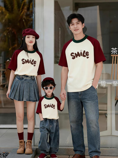 Color-Blocked Summer Family Matching Outfits Korean Style Pure Cotton Short-Sleeve Loose Plus-Size Trendy Family Travel T-Shirts - image 3
