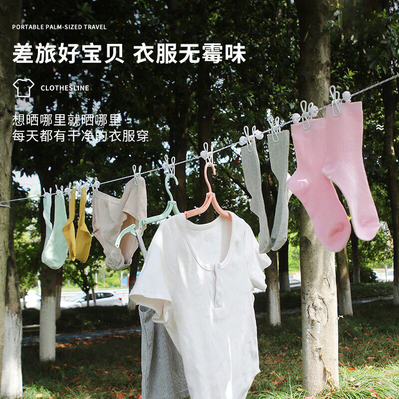 Travel Portable Clothesline for Drying Clothes, Hotel Travel and Business Trip Clothesline, Elastic Band with Clips, Portable Hanger - image 4