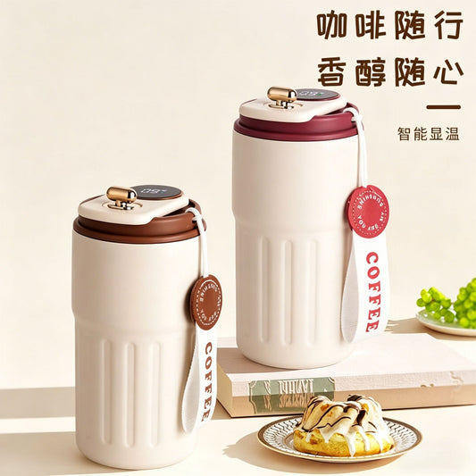 Smart Temperature-Displaying Coffee Cup, Vacuum 316 Stainless Steel Thermos Cup, High-Looking Travel-Friendly Anti-Fall Water Cup for Girls - image 1
