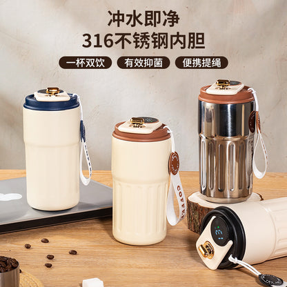 Smart Temperature-Displaying Coffee Cup, Vacuum 316 Stainless Steel Thermos Cup, High-Looking Travel-Friendly Anti-Fall Water Cup for Girls - image 2