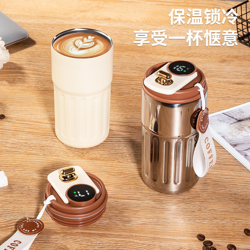 Smart Temperature-Displaying Coffee Cup, Vacuum 316 Stainless Steel Thermos Cup, High-Looking Travel-Friendly Anti-Fall Water Cup for Girls - image 4
