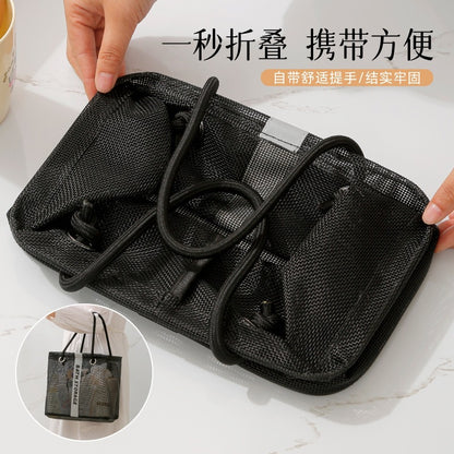 Mesh Drain Basket Foldable Breathable Travel Toiletry Storage Basket Large Capacity Portable Swimming Drain Basket - image 2