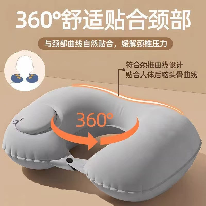 Portable Inflatable U-Shaped Pillow for Business Trips and Travel, 20-Second Quick-Fill Folding Neck Pillow, Inflatable Pillow for Airplane Neck Support - image 1