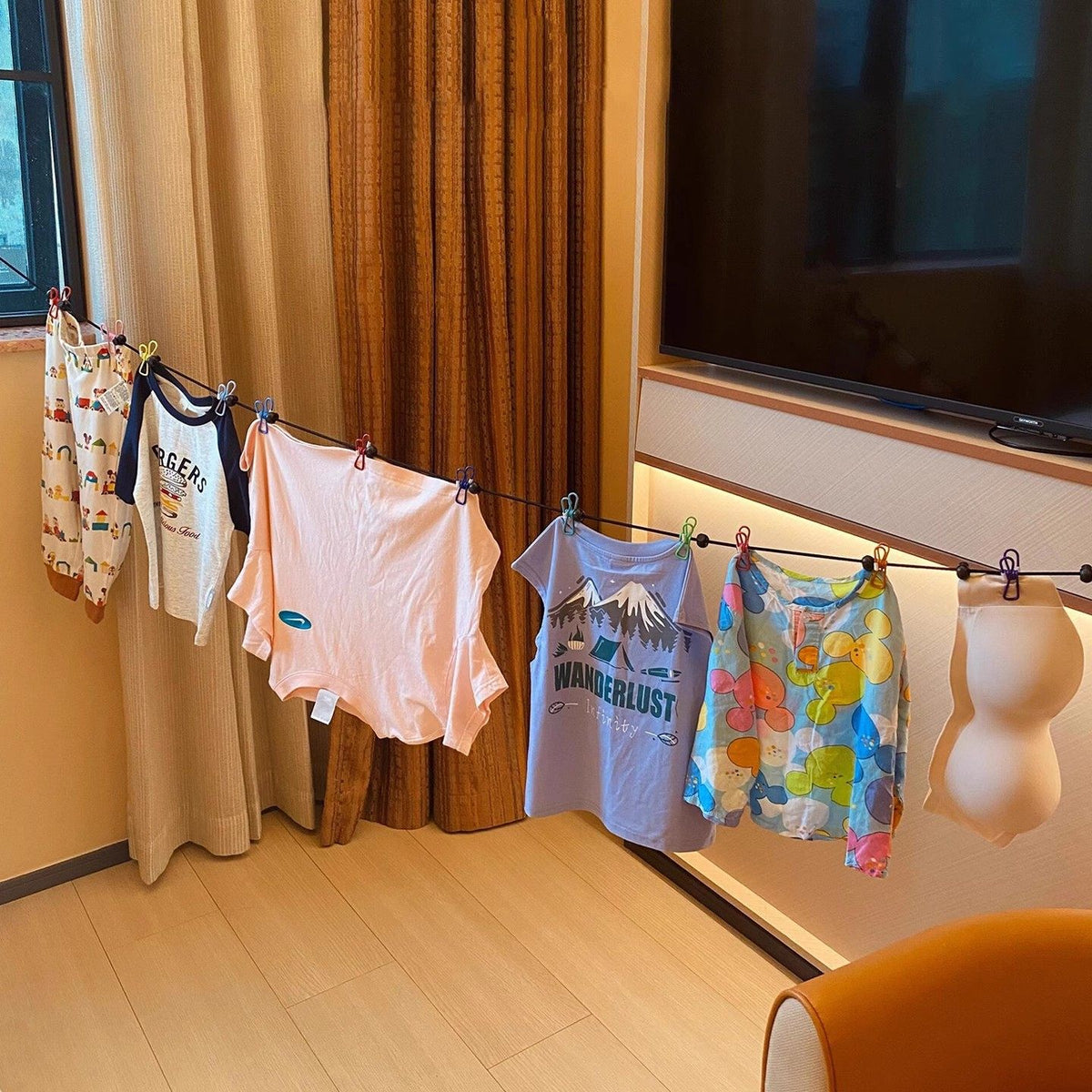 Travel Clothesline for Drying Clothes, Hotel Travel, Business Trip Clothesline, Elastic Band with Clips, Hanger with Elastic Band and Clips - image 3