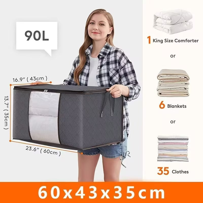 Cross-Border Non-Woven Fabric Clothing Storage Bags, Quilt Storage Boxes, Packing Bags, Wardrobe Quilt Organizing Tote Storage Bags - image 3