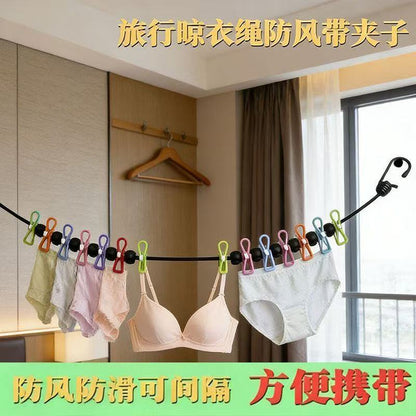 Portable Travel Clothesline for Outdoor Use, Windproof and Elastic, Suitable for Hotels and Travel - image 2