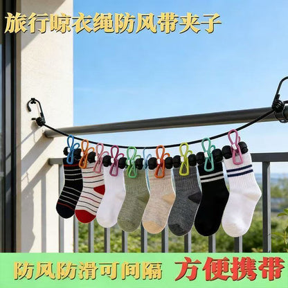 Portable Travel Clothesline for Outdoor Use, Windproof and Elastic, Suitable for Hotels and Travel - image 4