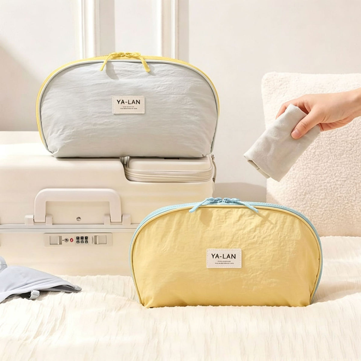 Travel essential storage bag, travel organizer bag, twill fabric portable three-in-one underwear storage bag - image 3