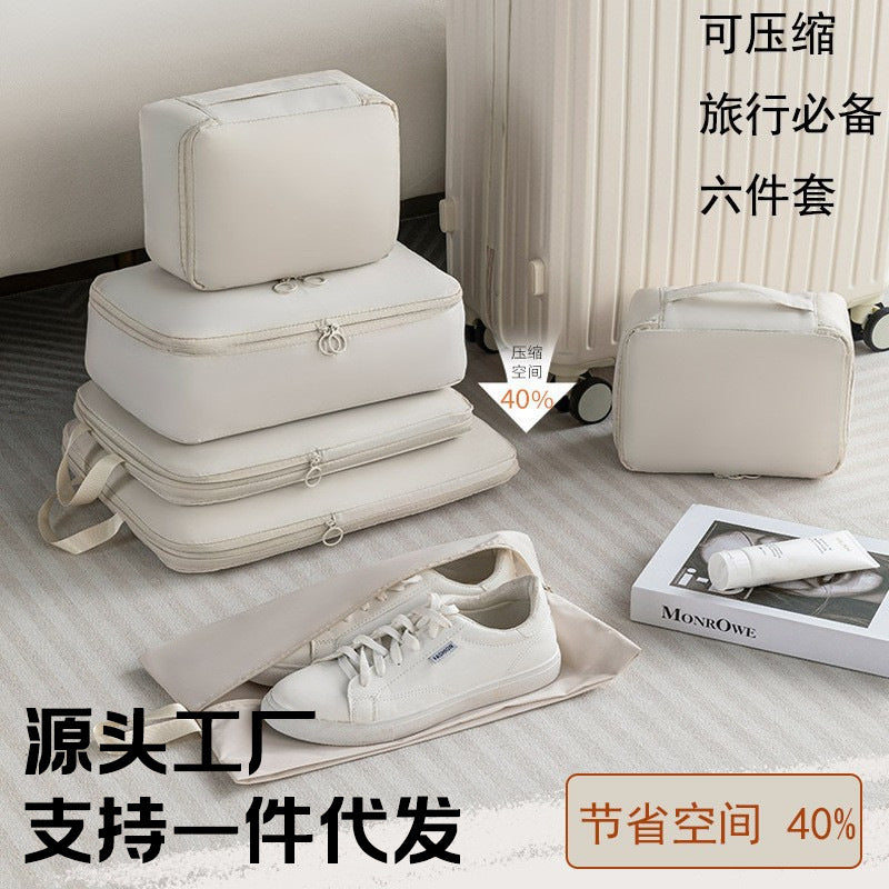 Travel Clothing Storage Bag Six-Piece Set Suitcase Packing Bags Clothing Travel Portable Underwear Compression Organizer Bag - image 1