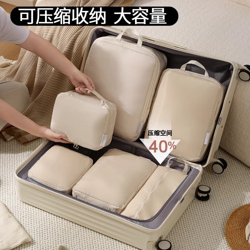 Travel clothing storage bag six-piece set, travel luggage compression bag, portable clothing and underwear organizing bag - image 2