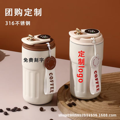 Minimalist coffee cup, stainless steel smart insulated cup, 316 high-value travel cup, double-layer water cup, insulated for brewing drinks - image 2