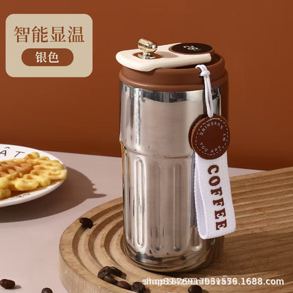 Minimalist coffee cup, stainless steel smart insulated cup, 316 high-value travel cup, double-layer water cup, insulated for brewing drinks - image 3