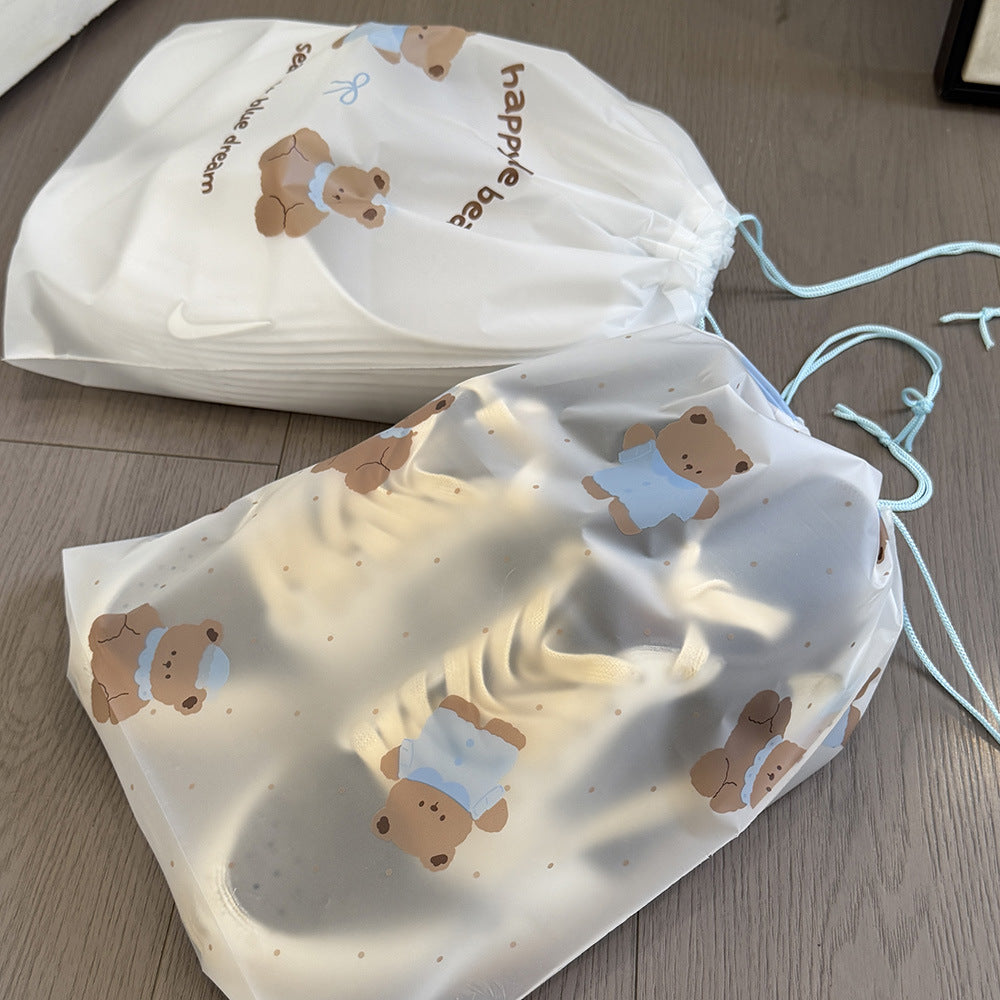 Cute Bear Print Shoe Storage Bag, Dustproof and Moisture-Proof Shoe Bag, Drawstring Travel Organizer Bag for Home and Dormitory Use - image 1